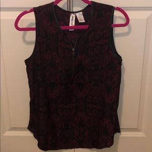 Red and black snake skin patterned top